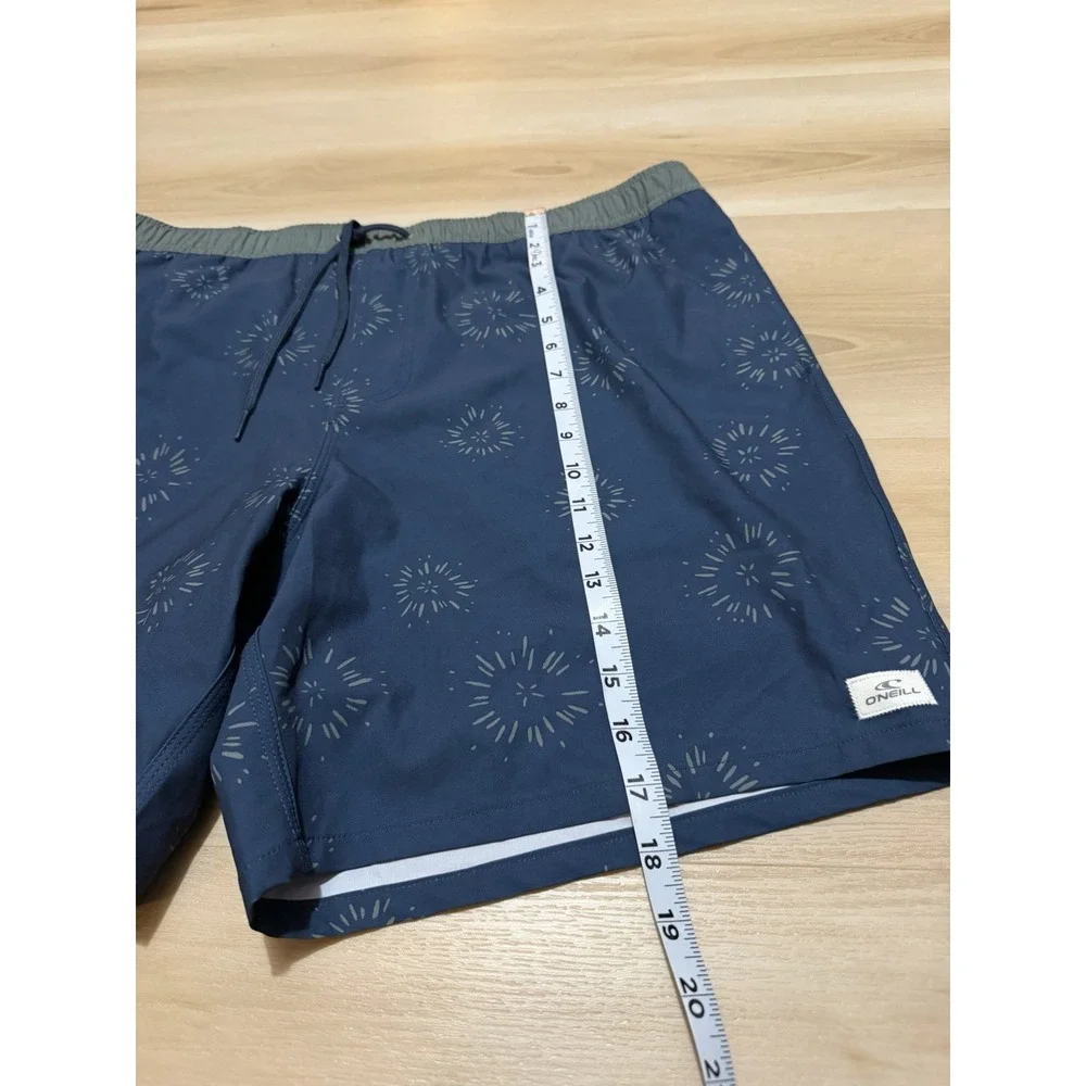 O'Neill Swim Trunks Mens Size XXL Blue Green Shorts Lined Hyperdry Stretch